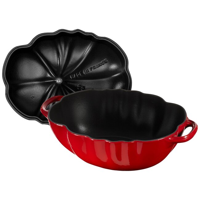 Staub Braadpan Tomaat Kersenrood 25 cm – 3 Liter Gietijzeren Cocotte voor Inductie, Oven en Stoofgerechten