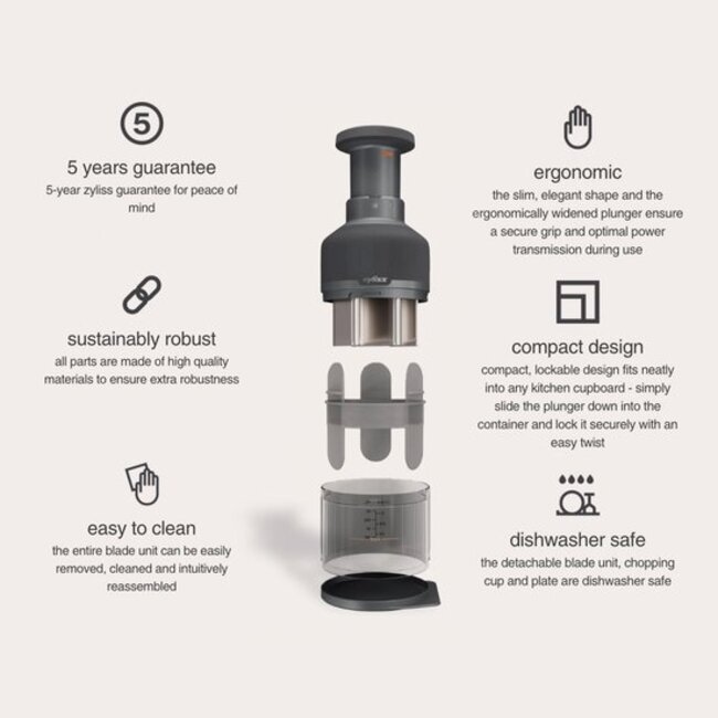 Zyliss Zick‑Zick 3 Hakmolen – Efficiënt & Ergonomisch Hakapparaat voor Groenten, Noten, Kruiden & Chocolade