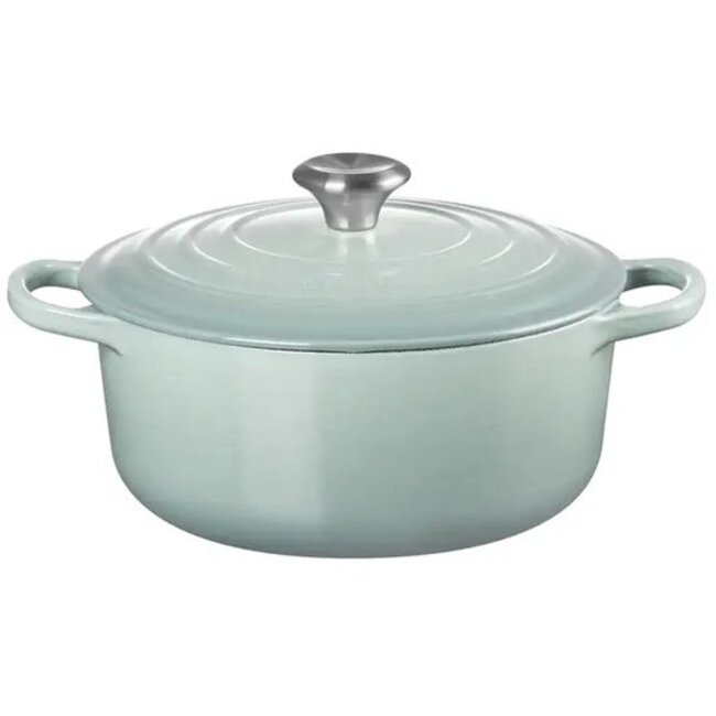 Le Creuset Braadpan Signature Sea Salt 24 cm - 4.2 liter – Gietijzeren Pan voor Slow Cooking, Braden en Stoofgerechten