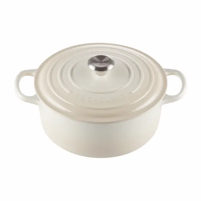 Le Creuset Braadpan Signature Meringue 24 cm - 4.2 liter – Gietijzeren Pan voor Slow Cooking, Braden en Stoofgerechten