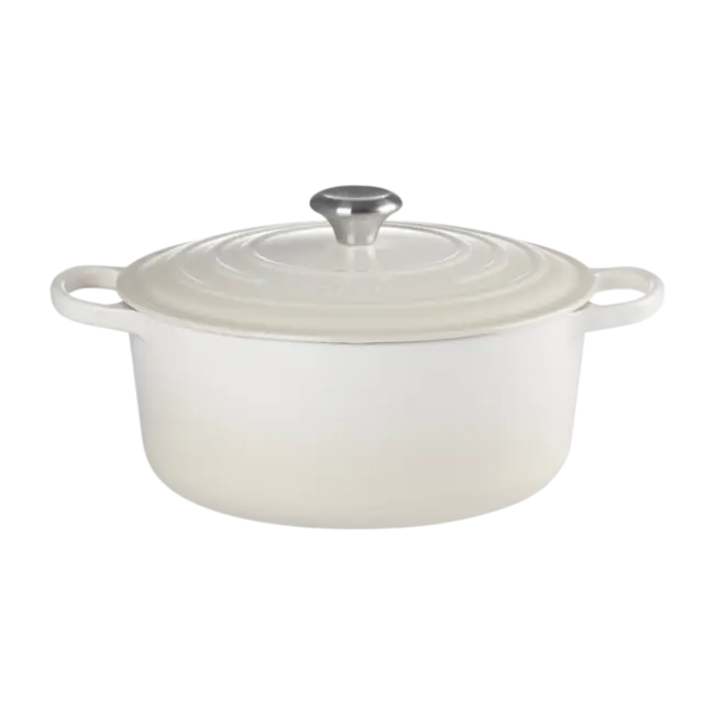 Le Creuset Braadpan Signature Meringue 28cm - 6.7 liter - Gietijzeren Pan voor Slow Cooking, Braden en Stoofgerechten
