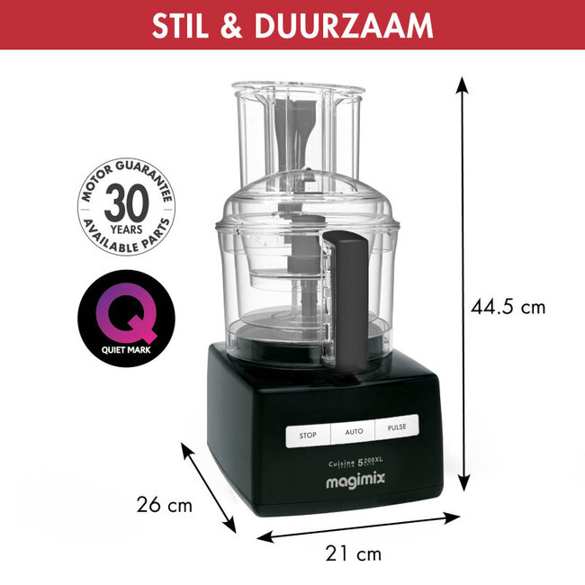 Magimix Foodprocessor CS 5200XL - Met Blokjes & staafjes kit - Met Citruspers - Zwart