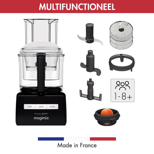 Magimix Foodprocessor CS 5200XL - Met Blokjes & staafjes kit - Met Citruspers - Zwart