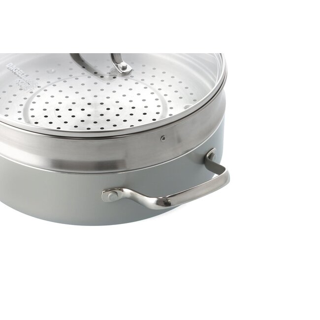 Dagelijkse Kost Hapjespan met glazen deksel + stoominzet - keramische PFAS-vrije antiaanbakpan voor koken en stomen