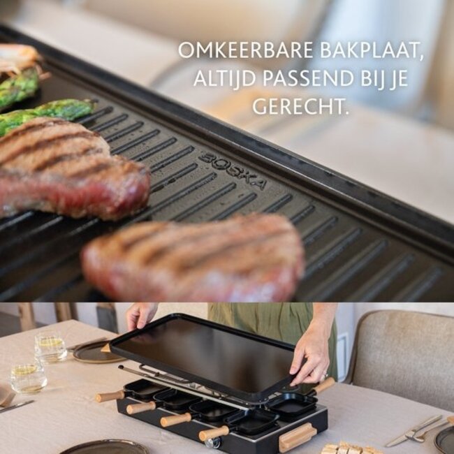 Boska Gourmetstel Party Raclette 8-persoons - Gezellig & Gezond tafelen met iedereen aan tafel