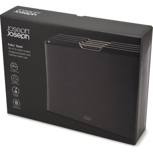 Joseph Joseph Snijplank Set van 4 Stuks Steel Carbon Black - Folio Steel