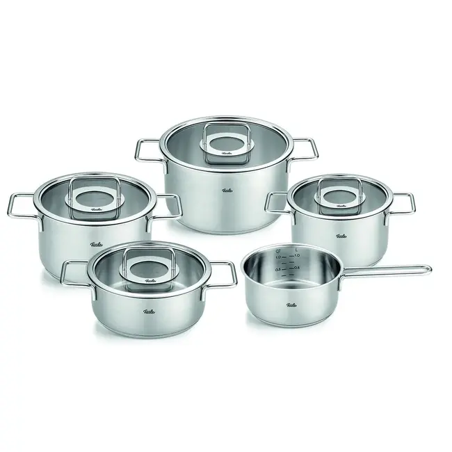 Fissler Pannenset Pure Collection 5-delig - voor alle warmtebronnen, duurzaam RVS en Duits design van topkwaliteit
