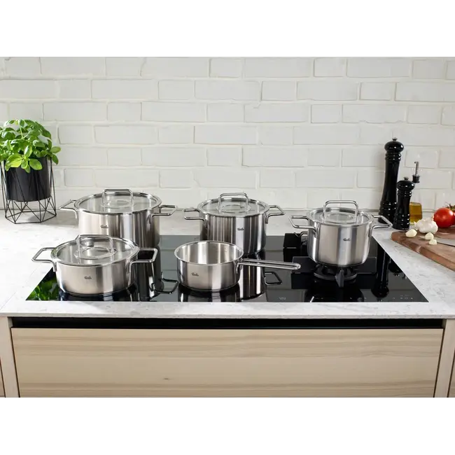 Fissler Pannenset Pure Collection 5-delig - voor alle warmtebronnen, duurzaam RVS en Duits design van topkwaliteit
