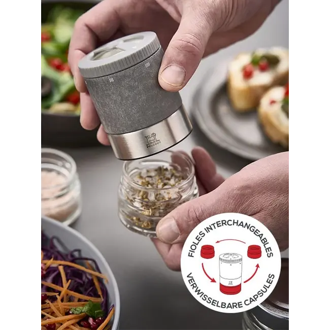 Peugeot Maestro Duo Peperbar en Zoutbar met verwisselbare flacons; premium molenset met gourmet selectie peper en zout voor maximale smaakbeleving