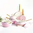 Greenpan Padova Blush Pink Pannenset 10-delig met PFAS-vrije keramische antiaanbaklaag; elegante complete set voor gezond en gelijkmatig koken