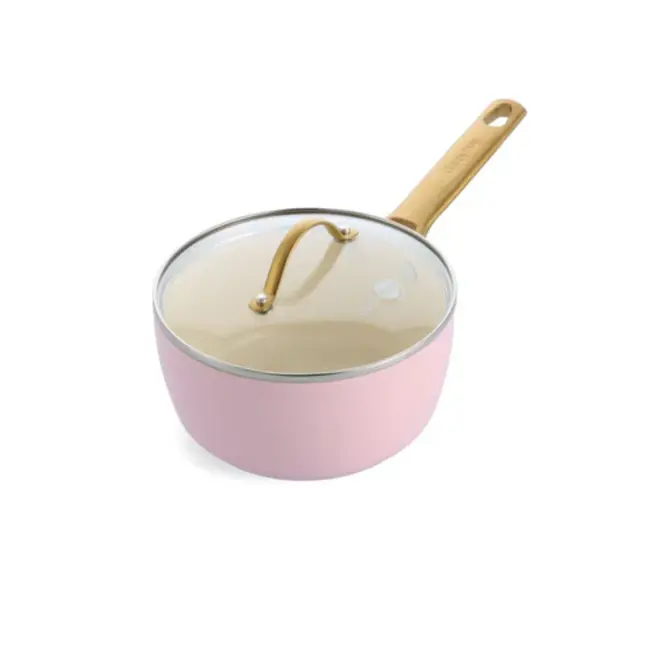 Greenpan Padova Blush Pink Pannenset 10-delig met PFAS-vrije keramische antiaanbaklaag; elegante complete set voor gezond en gelijkmatig koken
