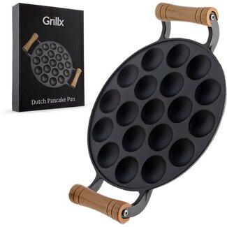 GrillX Poffertjespan Gietijzer met Houten Handvaten