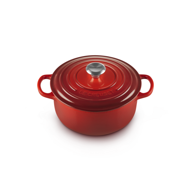 Le Creuset Braadpan Siganture Gietijzer Kersenrood 22cm - voor stoven, bakken en braden