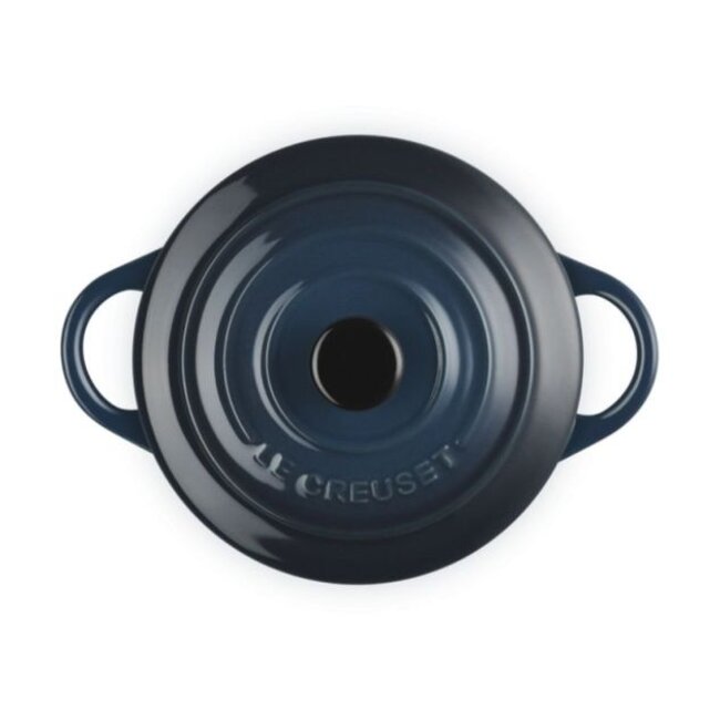 Le Creuset Braadpan Mini Aardewerk Nuit 14cm | Kleine Cocotte voor Oven en Magnetron | Diepblauw Design met Deksel