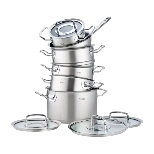 Fissler Pannenset Original-Profi Collection 6-delig Glazen Deksels - Inclusief Stoominzet en Sauspan, Inductie Geschikt