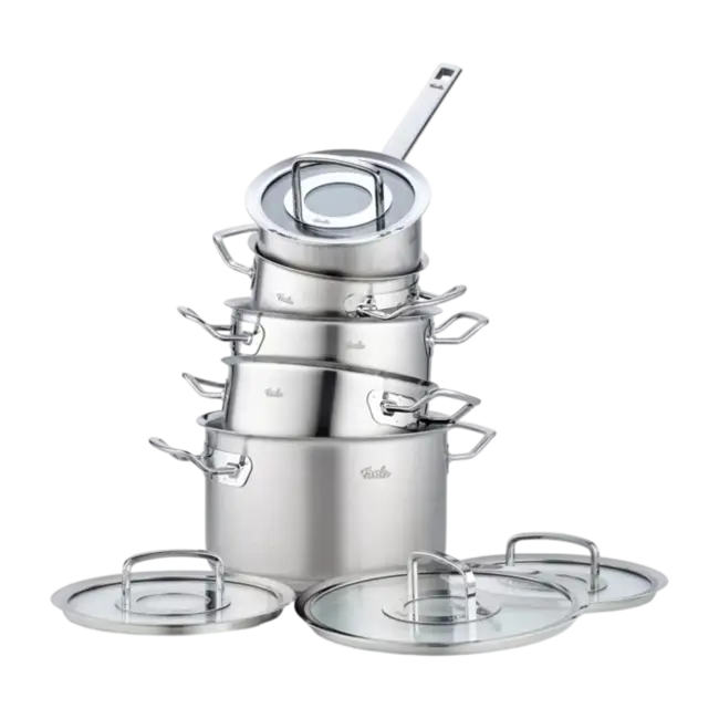 Fissler Pannenset Original Profi Collection 5-Delig Glazen Deksels - Hoogwaardig RVS, Geschikt voor Inductie en Oven