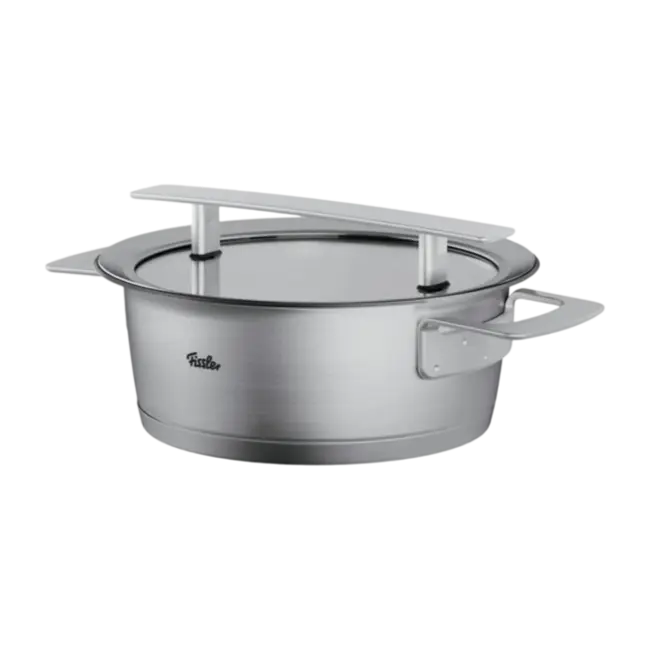 Fissler Pannenset Phi Collection Glasdeksels 5-delig - Ruimtebesparend Stapelbaar Design, Inclusief Unieke Afgietfunctie en Glazen Deksels