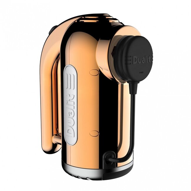 Dualit Handmixer Set Koper | 400 Watt | 4 Snelheden | Inclusief Gardes, Deeghaken & Ballongarde | Handig Opbergsysteem