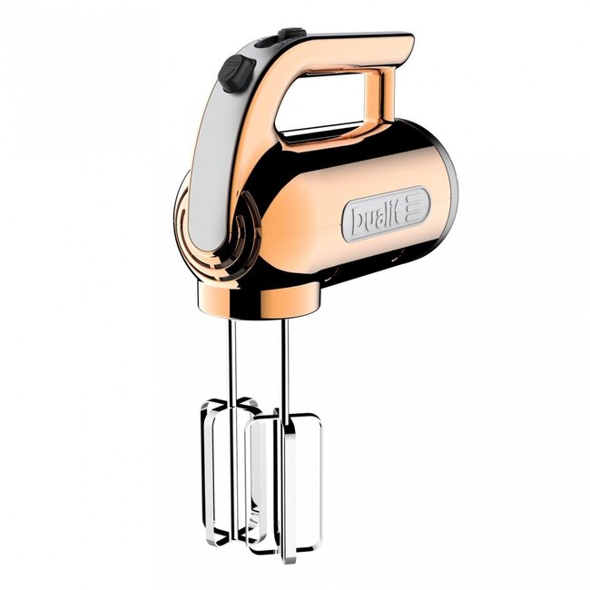 Dualit Handmixer Set Koper | 400 Watt | 4 Snelheden | Inclusief Gardes, Deeghaken & Ballongarde | Handig Opbergsysteem