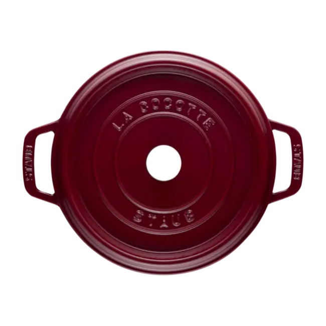 Staub Braadpan Cocotte Bordeaux 24cm | Gietijzeren Braadpan | 3.7 Liter | Zelfbevochtigend Deksel