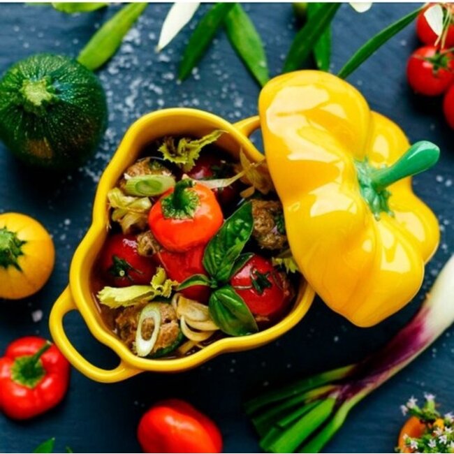 Staub Paprika Cocotte Schaal Met Deksel Geel 11 cm - 450 ml