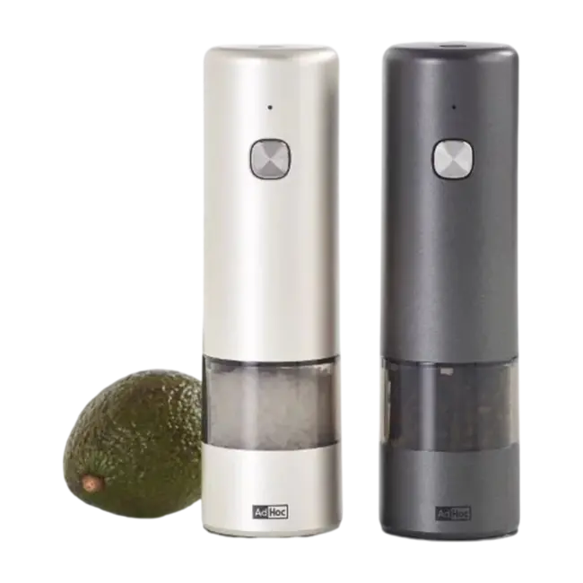 AdHoc i.Mill Elektrische Peper- en Zoutmolen Set – Oplaadbaar – Lichtgrijs & Donkergrijs – 17 cm