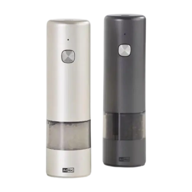 AdHoc i.Mill Elektrische Peper- en Zoutmolen Set – Oplaadbaar – Lichtgrijs & Donkergrijs – 17 cm
