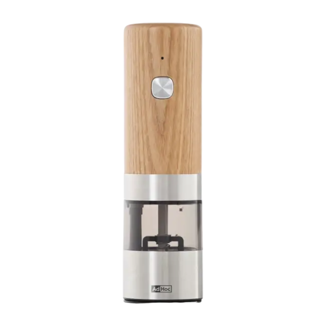 AdHoc i.Mill Elektrische Peper- of Zoutmolen – Oplaadbaar – Essenhout & RVS – 17 cm