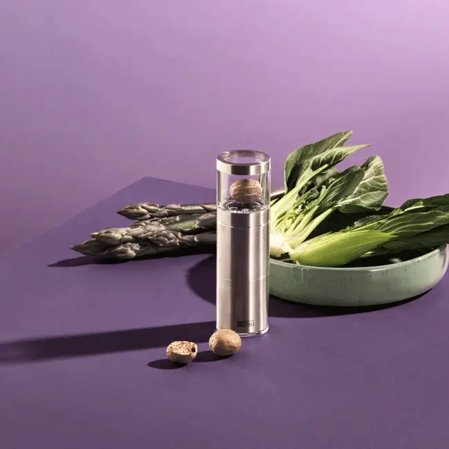 AdHoc Muskatino Nootmuskaatmolen – Roestvrij Staal & Acryl – 12,5 cm