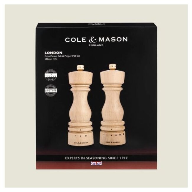 Cole & Mason London Peper- en Zoutmolen Set – Natural – 180 mm – Precision+ Systeem