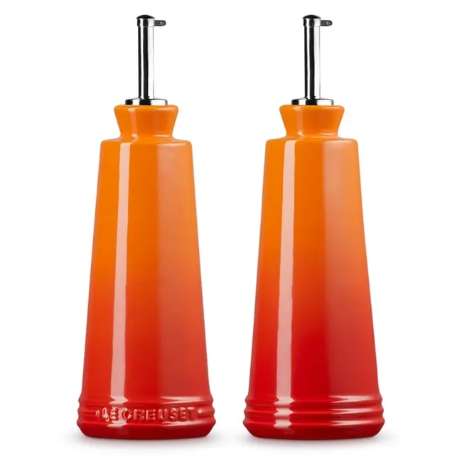 Le Creuset Olie- & Azijnset Signature – Volcanic (Oranjerood) – 2x 300 ml – Hoogwaardig Aardewerk met Glazuurlaag