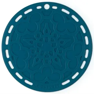 Le Creuset Onderzetter Siliconen Bloemmotief Deep Teal 20 cm