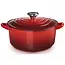 Le Creuset Braadpan Hart – Kersenrood – 1.9 liter - 20 cm – Inclusief RVS Hartjesknop – Geëmailleerd Gietijzer
