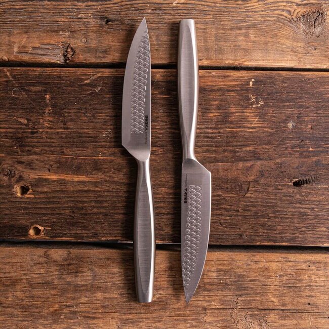 Boska teakmessen Monaco+ – Set van 2 – Roestvrij Staal – Glad Lemmet