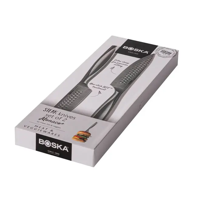 Boska teakmessen Monaco+ – Set van 2 – Roestvrij Staal – Glad Lemmet