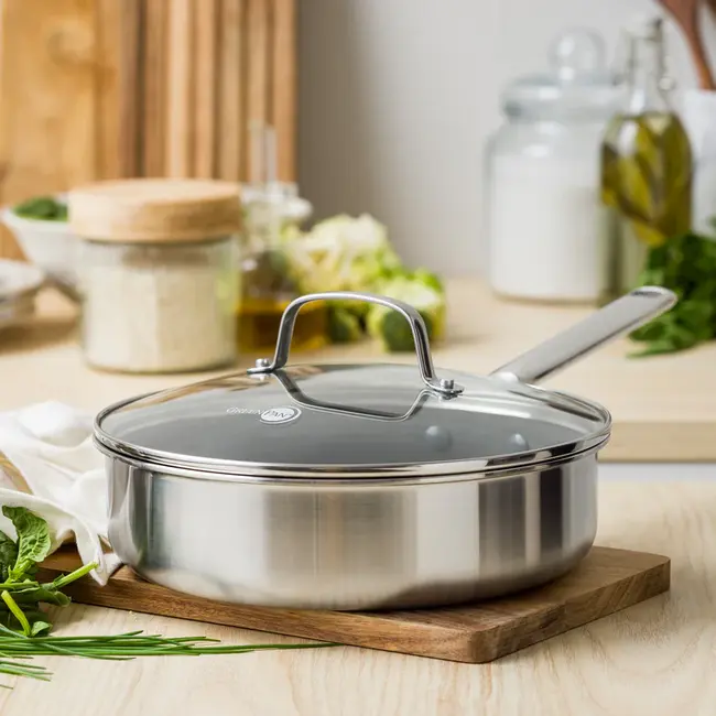 Greenpan Hapjespan Apex Honinggraat Hybride – 2.9 liter - 24 cm – PFAS-vrij – 3-Ply Roestvrij Staal – Inductie