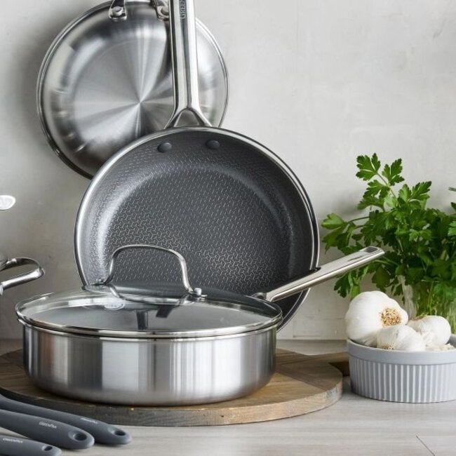 Greenpan Hapjespan Apex Honinggraat Hybride – 2.9 liter - 24 cm – PFAS-vrij – 3-Ply Roestvrij Staal – Inductie