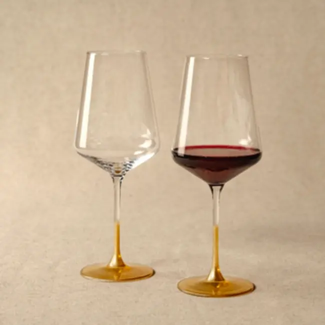 Leonardo Puccini Wijnglazen – 560 ml – Gouden Steel – Set van 2 – Kristalglas