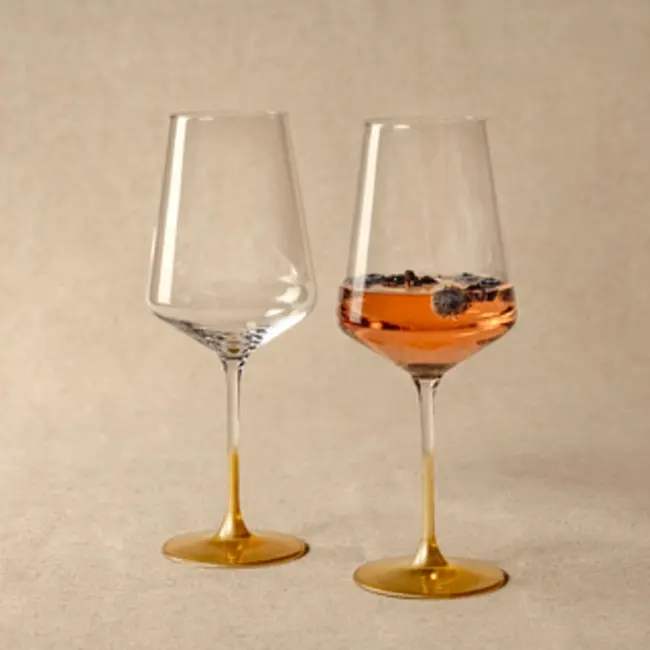 Leonardo Puccini Wijnglazen – 560 ml – Gouden Steel – Set van 2 – Kristalglas