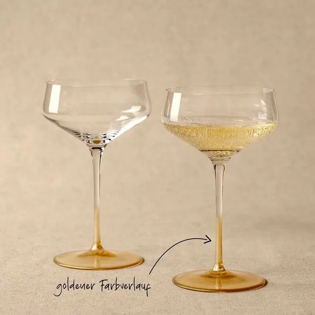 Leonardo Puccini Champagne Coupes – Goud – Set van 2 – 230 ml – Teqton® Kristalglas