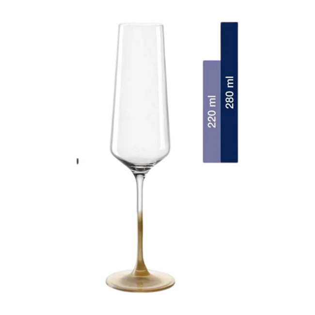 Leonardo Puccini Champagne Flûtes – Goud – Set van 2 – 280 ml – Kristalglas