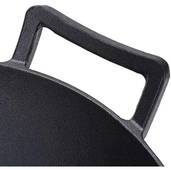 GrillX Gietijzeren Wokpan / Wadjan – Ø 36 cm – Pre-seasoned Gietijzer – Inclusief Houten Deksel