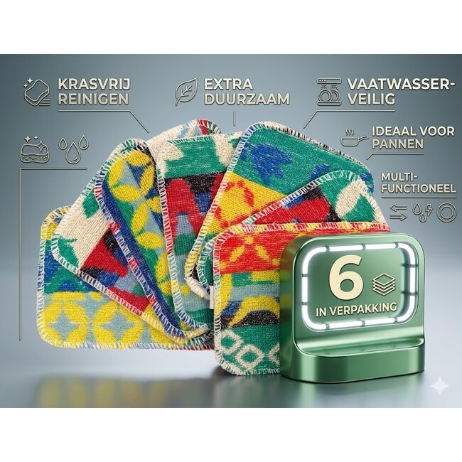 Euroscrubby Klein 17 x 13 CM - Set van 6 Stuks