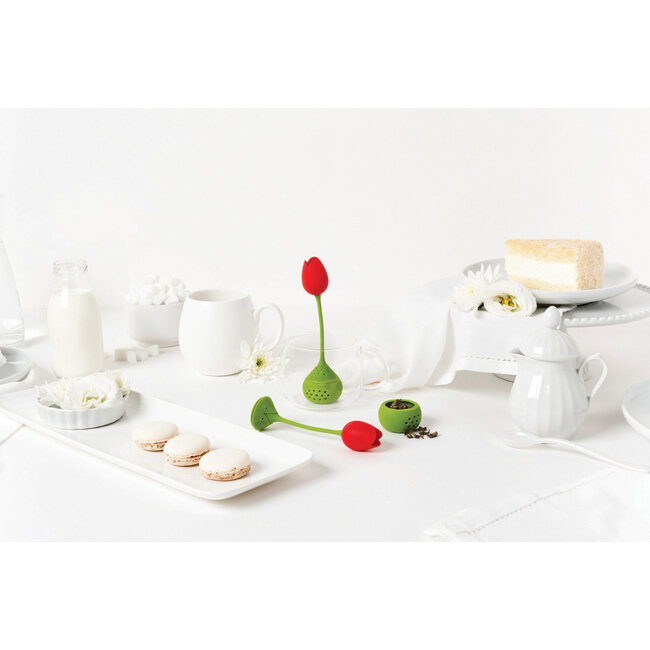 Ototo Tulip Siliconen Theefilter – Theeei voor Losse Thee – Rood