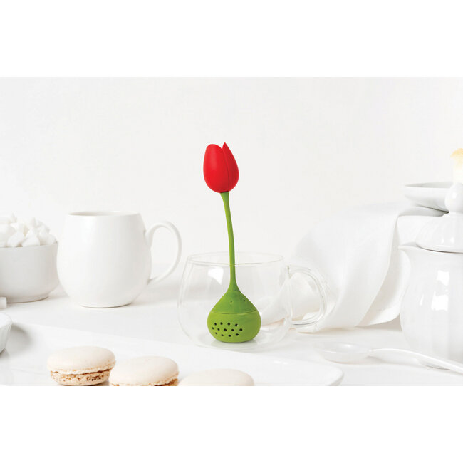 Ototo Tulip Siliconen Theefilter – Theeei voor Losse Thee – Rood