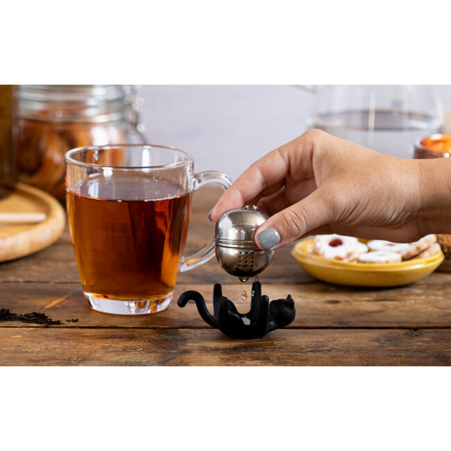 Peleg Design Cattea Siliconen Thee-ei – Grappig Theefilter voor Losse Thee – Zwart