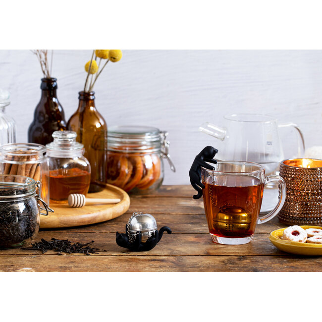 Peleg Design Cattea Siliconen Thee-ei – Grappig Theefilter voor Losse Thee – Zwart