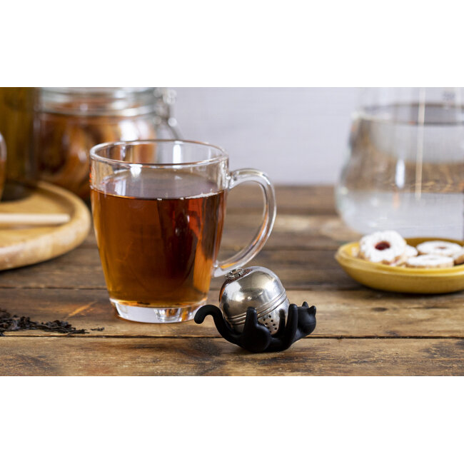 Peleg Design Cattea Siliconen Thee-ei – Grappig Theefilter voor Losse Thee – Zwart