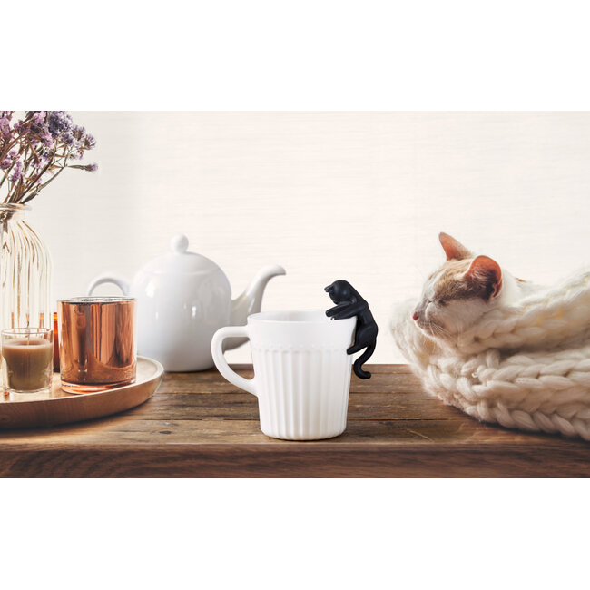 Peleg Design Cattea Siliconen Thee-ei – Grappig Theefilter voor Losse Thee – Zwart