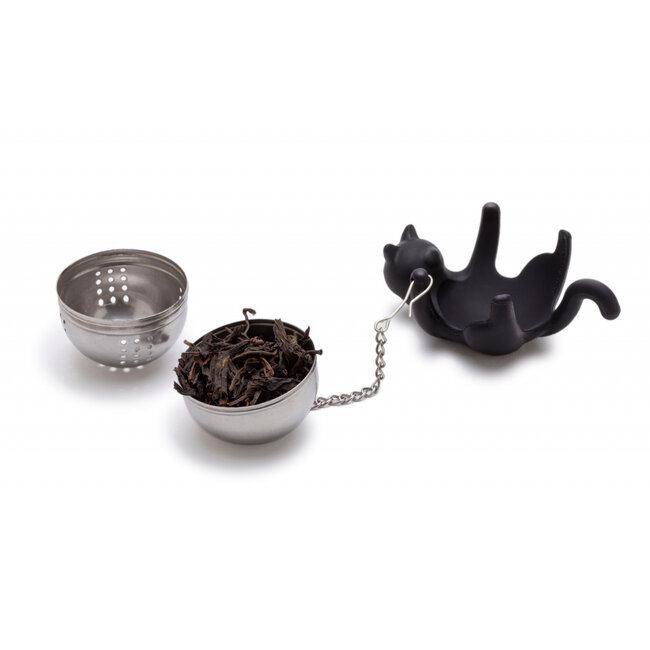 Peleg Design Cattea Siliconen Thee-ei – Grappig Theefilter voor Losse Thee – Zwart